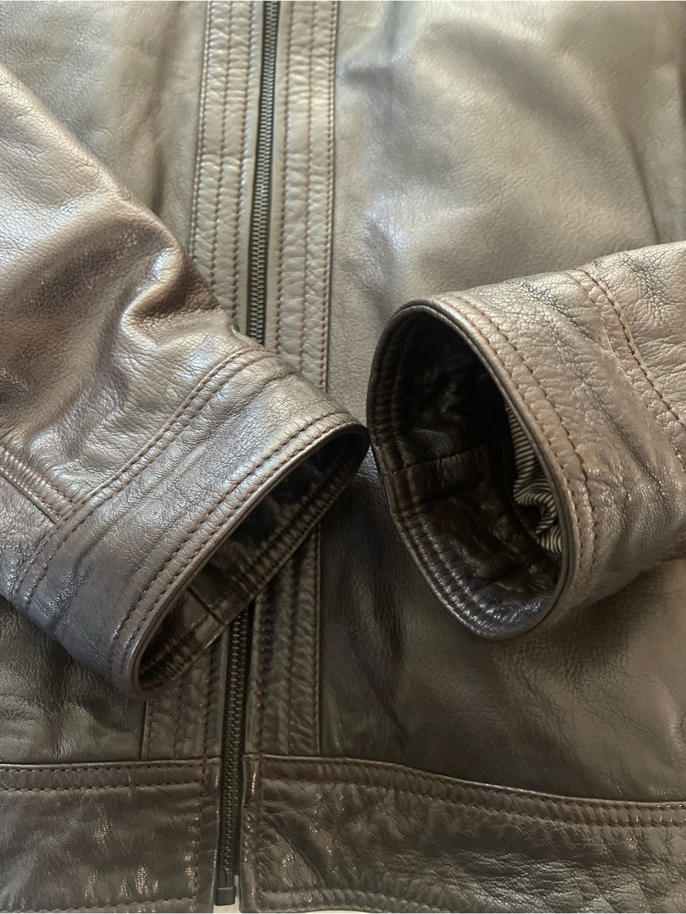 Hugo Boss leather jacket moto full zip - Picture 3 of 13